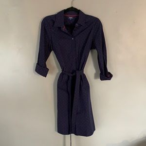 IZOD navy blue and red polka dot collared dress